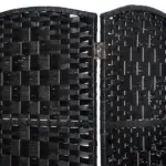 6 Panel Folding Room Divider 6' Tall Freestanding Extra Wide Wicker Partition Wall Black - Image 7