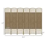 HOMCOM 6-Panel Folding Room Divider, Portable Wave Fiber Privacy Screen, Natural, for Home Office - Image 3