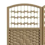 HOMCOM 6-Panel Folding Room Divider, Portable Wave Fiber Privacy Screen, Natural, for Home Office - Image 7