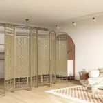HOMCOM 6-Panel Folding Room Divider, Portable Wave Fiber Privacy Screen, Natural, for Home Office - Image 10
