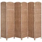 HOMCOM 6 Panel Wicker Room Divider 6 ft Tall Privacy Screen Natural - Image 12