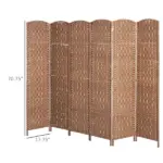 HOMCOM 6 Panel Wicker Room Divider 6 ft Tall Privacy Screen Natural - Image 3