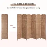 HOMCOM 6 Panel Wicker Room Divider 6 ft Tall Privacy Screen Natural - Image 4