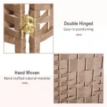 HOMCOM 6 Panel Wicker Room Divider 6 ft Tall Privacy Screen Natural - Image 5
