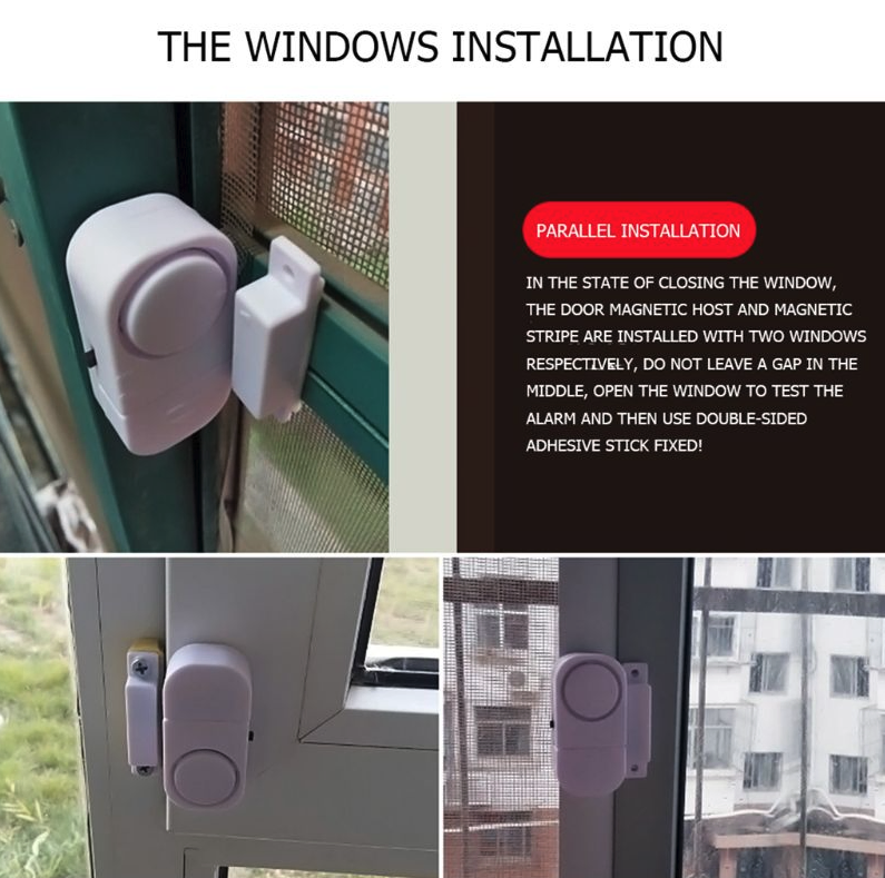 6 Pack Wireless Window Door Security Alarm Magnetic Sensor System