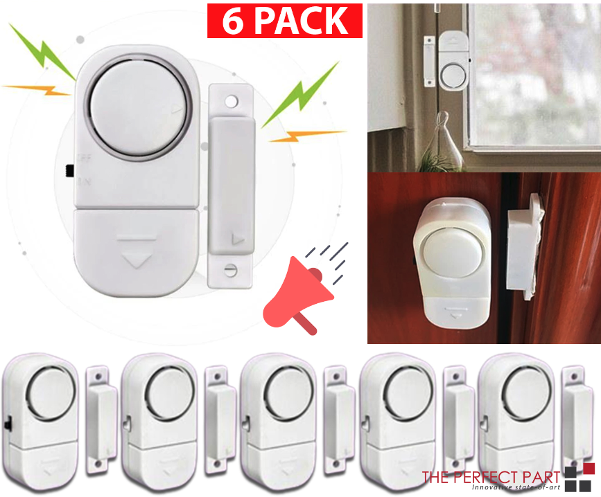 6 Pack Wireless Window Door Security Alarm Magnetic Sensor System