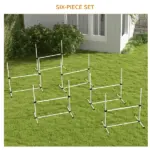 6 Piece Dog Agility Set with Adjustable Height Jump Bars, Carry Bag, Displacing Top Bar, White - Image 5