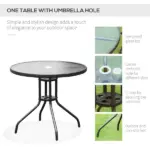 6 Piece Patio Dining Set for 4 with Umbrella, Outdoor Table and Chairs with 4 Folding Dining Chairs and Round Glass Table - Image 5