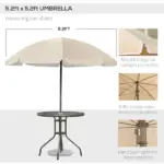 6-Piece Patio Dining Set with Umbrella, Folding Chairs and Glass Table, Beige - Outdoor Meal Setup - Image 5
