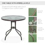 6-Piece Patio Dining Set with Umbrella, Folding Chairs and Glass Table, Beige - Outdoor Meal Setup - Image 6