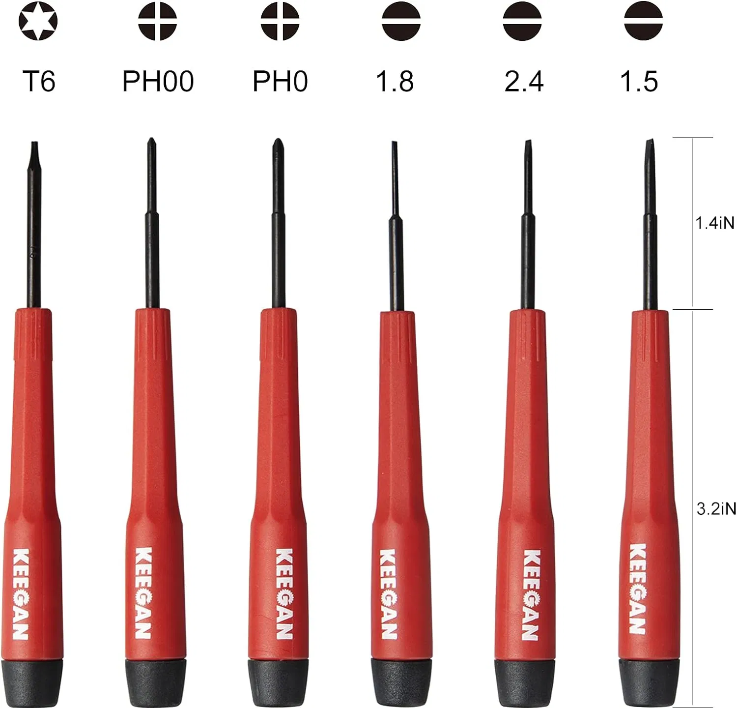 Keegan Tools 6 Piece Precision Screwdriver Set with Swivel Caps and Case