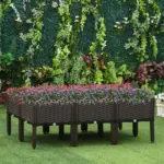 Outsunny 6 Piece Raised Garden Bed with Legs, Planter Box Raised Bed to Grow Flowers, Herbs and Vegetables, Brown - Image 2