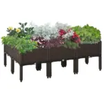 Outsunny 6 Piece Raised Garden Bed with Legs, Planter Box Raised Bed to Grow Flowers, Herbs and Vegetables, Brown - Image 11