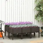 Outsunny 6 Piece Raised Garden Bed with Legs, Planter Box Raised Bed to Grow Flowers, Herbs and Vegetables, Brown - Image 10