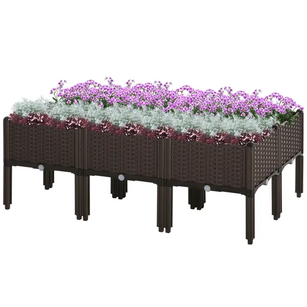 6-piece-raised-garden-bed-with-legs-planter-box-raised-bed-to-grow-flowers-herbs-vegetables-brown.webp Outsunny 6 Piece Raised Garden Bed with Legs, Planter Box Raised Bed to Grow Flowers, Herbs and Vegetables, Brown - Image 1