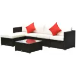 Outsunny 6-Piece White Rattan Couch Set, Outdoor Patio Wicker Furniture with Removable Cushions and Glass Coffee Table - Image 11