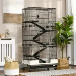 6-Tier Small Animal Cage, Rabbit Hutch with Wheels, Removable Tray, Platform and Ramp for Bunny, Chinchillas, Ferret, Hedgehog and Gerbils, Black - Image 2