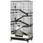 6-Tier Small Animal Cage, Rabbit Hutch with Wheels, Removable Tray, Platform and Ramp for Bunny, Chinchillas, Ferret, Hedgehog and Gerbils, Black - Image 11