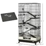 6-Tier Small Animal Cage, Rabbit Hutch with Wheels, Removable Tray, Platform and Ramp for Bunny, Chinchillas, Ferret, Hedgehog and Gerbils, Black - Image 3