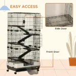 6-Tier Small Animal Cage, Rabbit Hutch with Wheels, Removable Tray, Platform and Ramp for Bunny, Chinchillas, Ferret, Hedgehog and Gerbils, Black - Image 4