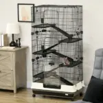6-Tier Small Animal Cage, Rabbit Hutch with Wheels, Removable Tray, Platform and Ramp for Bunny, Chinchillas, Ferret, Hedgehog and Gerbils, Black - Image 10