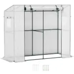 Outsunny 6' x 2' x 5' Walk-in Greenhouse Small Greenhouse for Outdoors with UV-resistant PE Cover, Portable, White - Image 11
