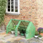 Outsunny 6 ft x 3 ft x 3 ft Portable Mini Greenhouse, Small Greenhouse with Large Zipper Doors and Water/UV PE Cover, Green - Image 2