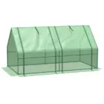Outsunny 6 ft x 3 ft x 3 ft Portable Mini Greenhouse, Small Greenhouse with Large Zipper Doors and Water/UV PE Cover, Green - Image 11