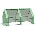 Outsunny 6 ft x 3 ft x 3 ft Portable Mini Greenhouse, Small Greenhouse with Large Zipper Doors and Water/UV PE Cover, Green
