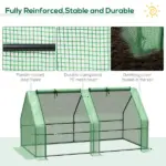 Outsunny 6 ft x 3 ft x 3 ft Portable Mini Greenhouse, Small Greenhouse with Large Zipper Doors and Water/UV PE Cover, Green - Image 5