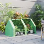 Outsunny 6 ft x 3 ft x 3 ft Portable Mini Greenhouse, Small Greenhouse with Large Zipper Doors and Water/UV PE Cover, Green - Image 10