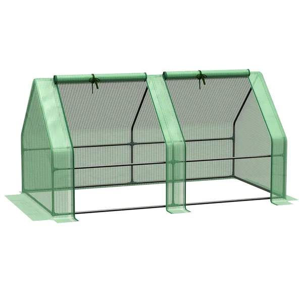 6-x-3-x-3-portable-mini-greenhouse-small-greenhouse-with-large-zipper-doors-and-wateruv-pe-cover-green.webp Outsunny 6 ft x 3 ft x 3 ft Portable Mini Greenhouse, Small Greenhouse with Large Zipper Doors and Water/UV PE Cover, Green - Image 1