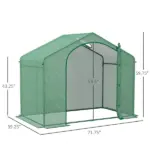 Outsunny 6' x 3' x 5' Walk-in Greenhouse, Portable Hot House, PE Cover, Steel Frame, Zipper Door, Top Vent for Flowers, Vegetables, Green - Image 3