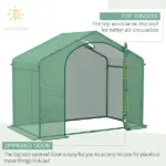 Outsunny 6' x 3' x 5' Walk-in Greenhouse, Portable Hot House, PE Cover, Steel Frame, Zipper Door, Top Vent for Flowers, Vegetables, Green - Image 4