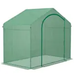 Outsunny 6' x 3' x 5' Walk-in Greenhouse, Portable Hot House, PE Cover, Steel Frame, Zipper Door, Top Vent for Flowers, Vegetables, Green - Image 7