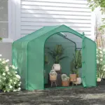 Outsunny 6' x 3' x 5' Walk-in Greenhouse, Portable Hot House, PE Cover, Steel Frame, Zipper Door, Top Vent for Flowers, Vegetables, Green - Image 10