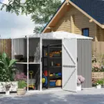 6' x 4' Outdoor Garden Shed, Metal Utility Shed with Air Vents and Lockable Door for Backyard Garden Patio, Warm Gray - Image 2