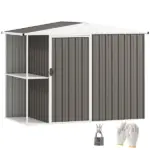 6' x 4' Outdoor Garden Shed, Metal Utility Shed with Air Vents and Lockable Door for Backyard Garden Patio, Warm Gray - Image 11