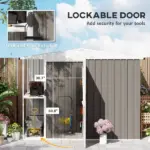 6' x 4' Outdoor Garden Shed, Metal Utility Shed with Air Vents and Lockable Door for Backyard Garden Patio, Warm Gray - Image 7