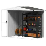 6' x 4' Outdoor Garden Shed, Metal Utility Shed with Air Vents and Lockable Door for Backyard Garden Patio, Warm Gray - Image 9