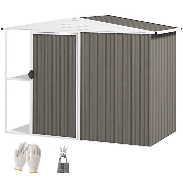 6-x-4-outdoor-garden-shed-metal-utility-shed-with-air-vents-and-lockable-door-for-backyard-garden-patio-warm-gray.webp 6' x 4' Outdoor Garden Shed, Metal Utility Shed with Air Vents and Lockable Door for Backyard Garden Patio, Warm Gray - Image 1