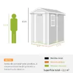 Outsunny 6' x 4' Outdoor Storage Shed, Plastic Shed with Floor, Window, Lockable Door and Vents for Outdoor Patio Storage, Gray - Image 3