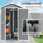 Outsunny 6' x 4' Outdoor Storage Shed, Plastic Shed with Floor, Window, Lockable Door and Vents for Outdoor Patio Storage, Gray - Image 6