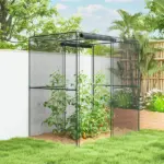 6' x 4' x 6' Crop Cage, Plant Protection Tent with Zippered Doors for Vegetable Garden, Backyard, Black - Image 8