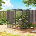 6' x 4' x 6' Crop Cage, Plant Protection Tent with Zippered Doors for Vegetable Garden, Backyard, Black - Image 9