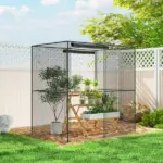 6' x 4' x 6' Crop Cage, Plant Protection Tent with Zippered Doors for Vegetable Garden, Backyard, Black - Image 10