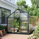 Outsunny 6 ft x 8 ft x 7 ft Polycarbonate Greenhouse, Outdoor Aluminum Walk-in Greenhouse Kit with Vent and Door for Backyard Garden, Gray - Image 2