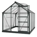 Outsunny 6 ft x 8 ft x 7 ft Polycarbonate Greenhouse, Outdoor Aluminum Walk-in Greenhouse Kit with Vent and Door for Backyard Garden, Gray - Image 11