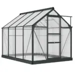 Outsunny 6 ft x 8 ft x 7 ft Polycarbonate Greenhouse, Outdoor Aluminum Walk-in Greenhouse Kit with Vent and Door for Backyard Garden, Gray