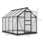 Outsunny 6 ft x 8 ft x 7 ft Polycarbonate Greenhouse, Outdoor Aluminum Walk-in Greenhouse Kit with Vent and Door for Backyard Garden, Gray - Image 3